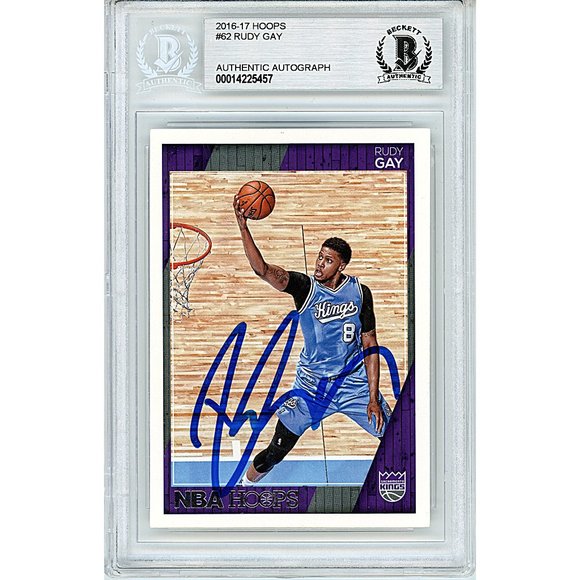 Rudy Gay Signed 2016-2017 Hoops Basketball Card Beckett Kings BAS Slab Autograph - Picture 1 of 4